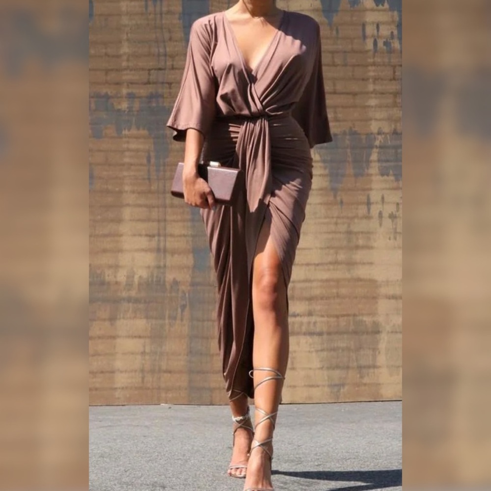 Venetian Ruched Bodycon Dress - Picture 2 of 3